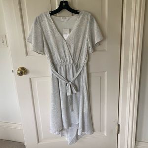 Sienna sky polka dot midi dress